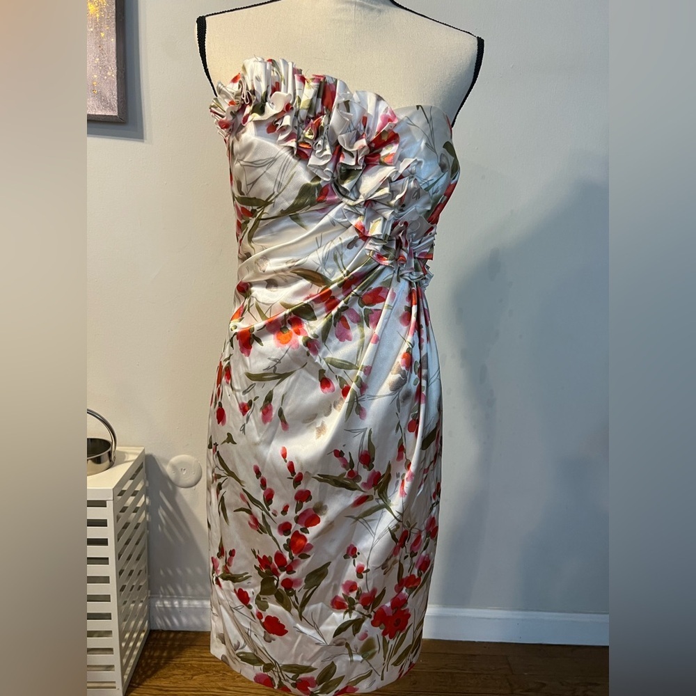 Maggie London Strapless Floral Dress